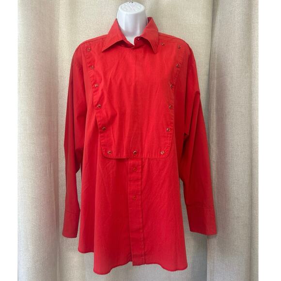 Vtg Panhandle Slim Red Rodeo  Western Shirt, Cowboy Dress Button Up Mens L USA - Picture 2 of 8